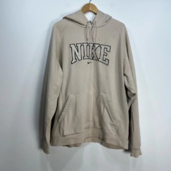 Vintage Nike Beige Center Swoosh Hoodie - Picture 1 of 12